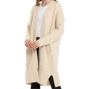 Woolen Bloom  MB Messbebe brand Cream  XL 3/4 length sweater coat open front